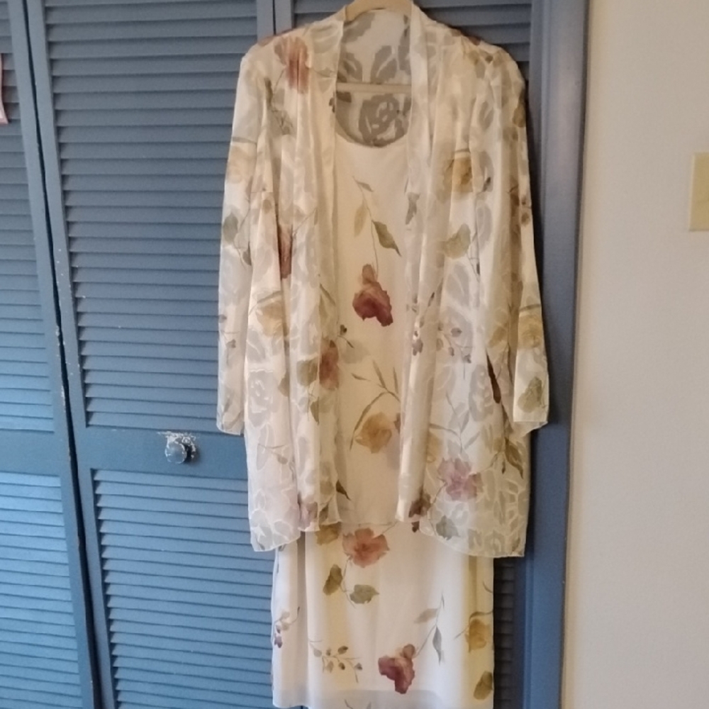 Jeffrey & Dara Evening Floral Two-Piece Dress Set Size 16 Elegant Lined